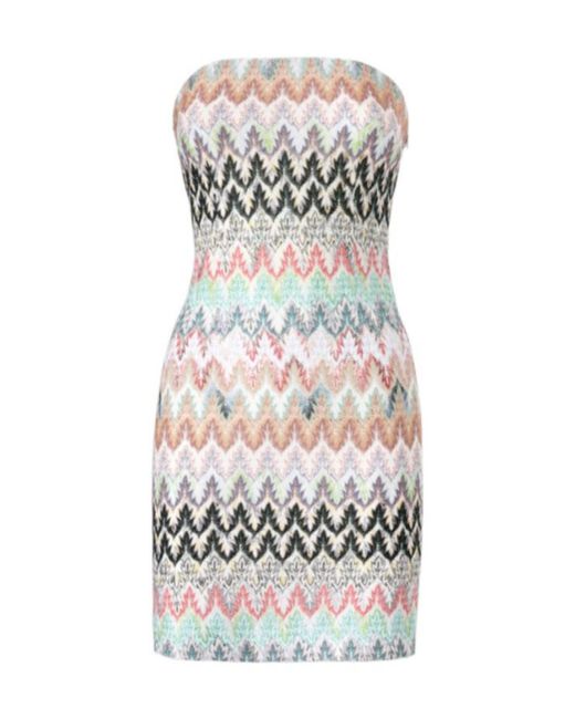 Missoni White Zigzag-Knit Strapless Mini Dress