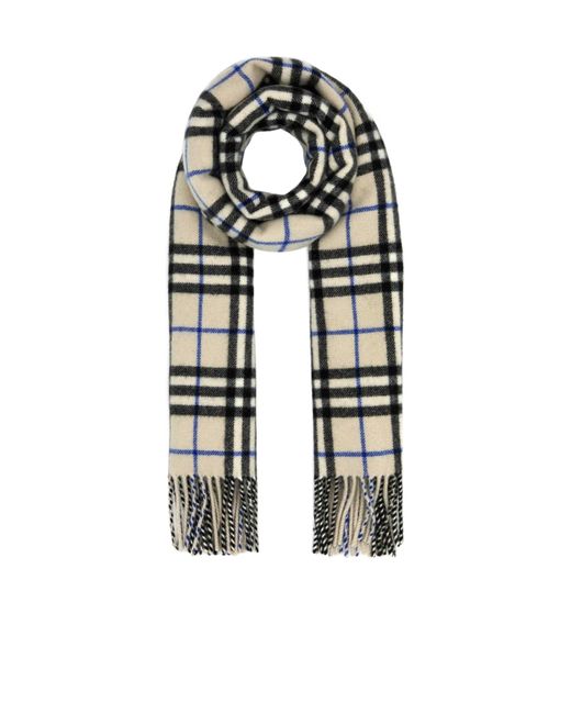 Burberry White Checked Fringed Scarf for men