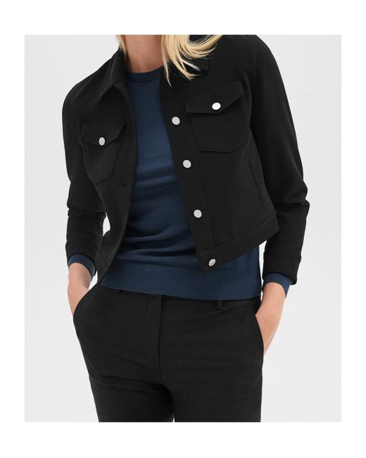 Theory Black Shrunken Button-Up Trucker Jacket