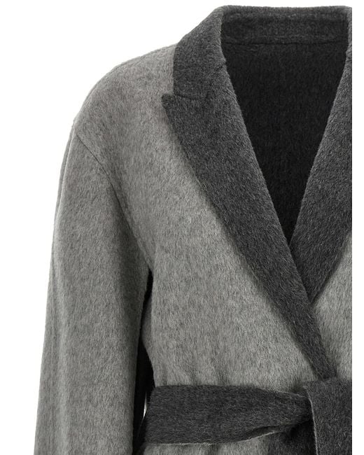 Alberta Ferretti Gray Belted Cape Cardigan