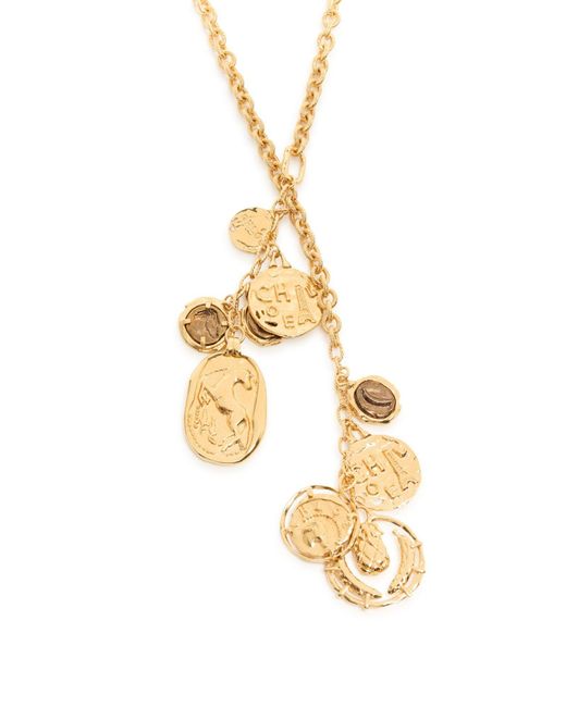 Chloé White Multi-Layered Chain Pendant Necklace