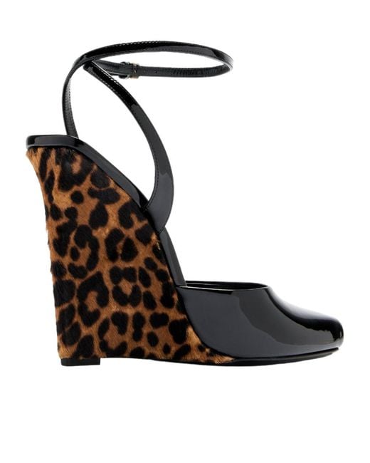 Saint Laurent Black La Scandale Wedge Sandals