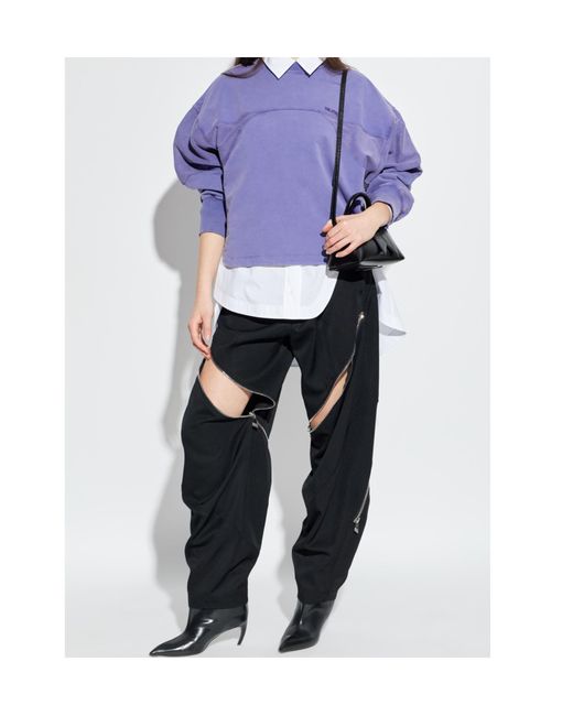 The Attico Purple The Logo Embroidered Crewneck Sweatshirt