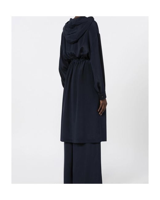Max Mara Blue Silk Crepe De Chine Overcoat