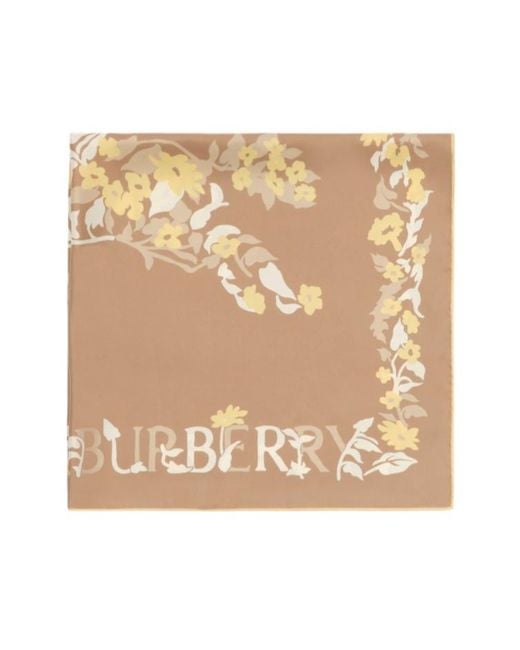 Burberry Natural Floral Detailed Squared Scarf