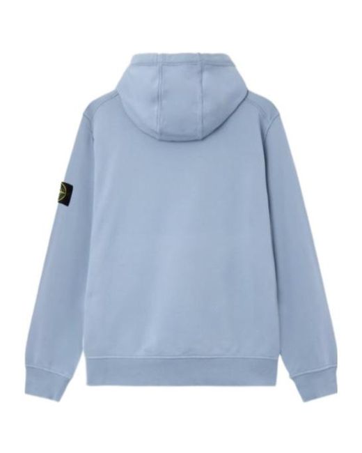Stone Island Blue Logo Patch Drawstring Hoodie for men