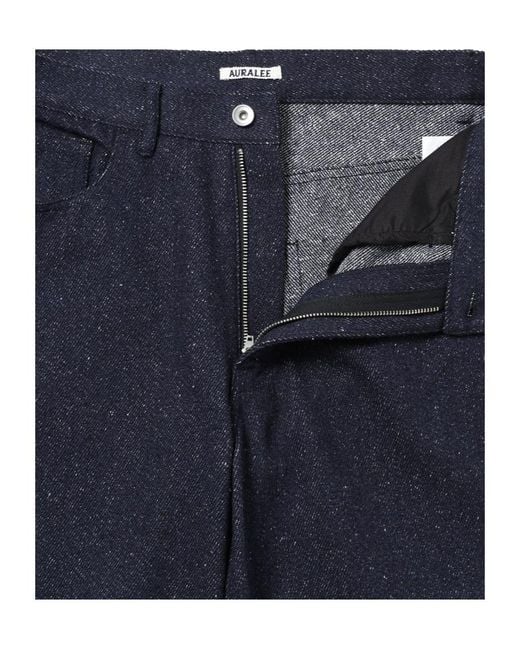 Auralee Blue Wide-Leg Casual Trousers for men