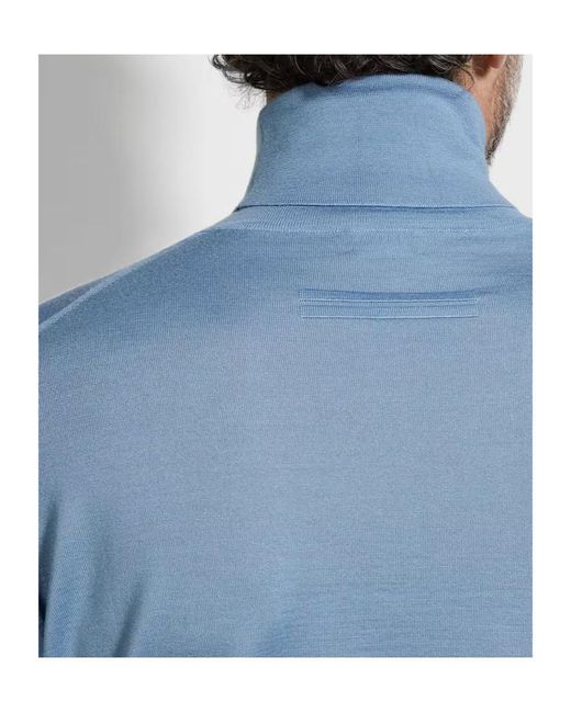 Zegna Blue Turtleneck Long-Sleeved Jumper for men