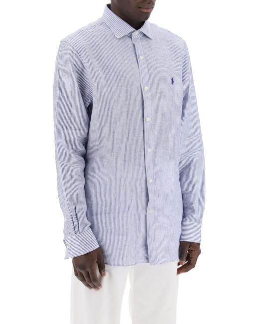 Polo Ralph Lauren Blue Pony Embroidered Long-Sleeved Shirt for men