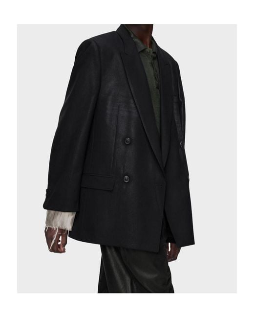 Maison Margiela Black Shiny Double-Breasted Blazer for men