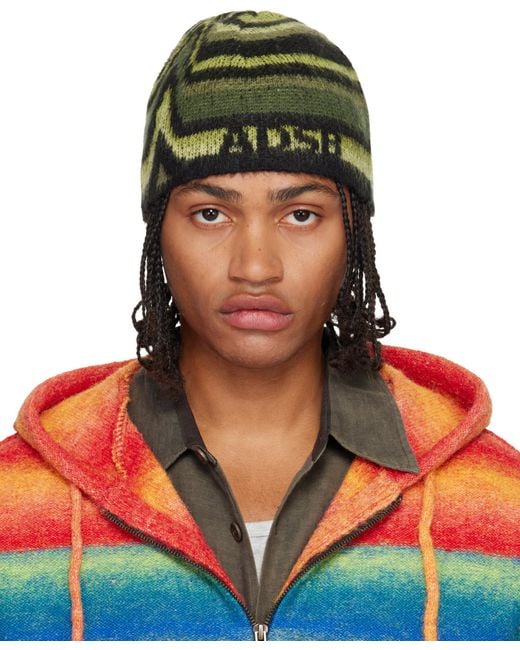 ANDERSSON BELL Green Painted Wool Hat for men