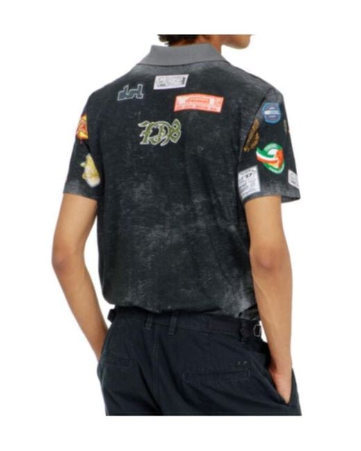 DIESEL Blue Short-Sleeved Polo Shirt for men