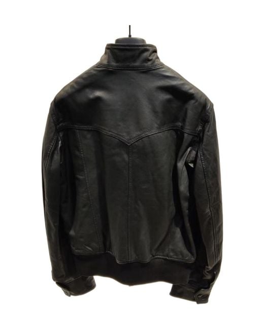 Just Cavalli Black Long-Sleeved Leather Jacket for men