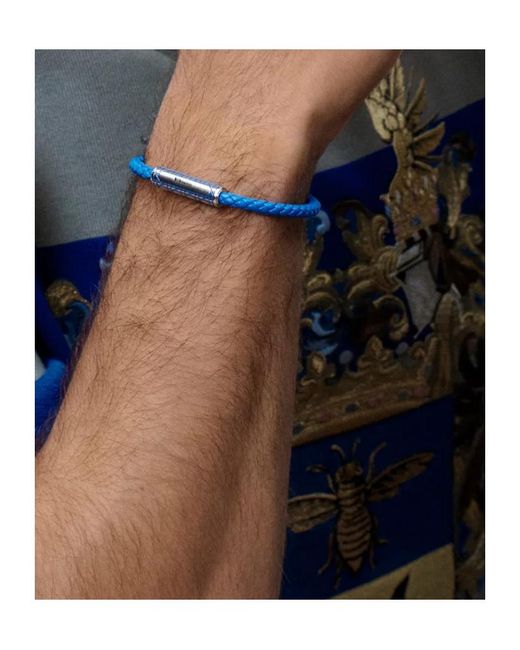 Dior Blue Cannage Woven Leather Bracelet for men