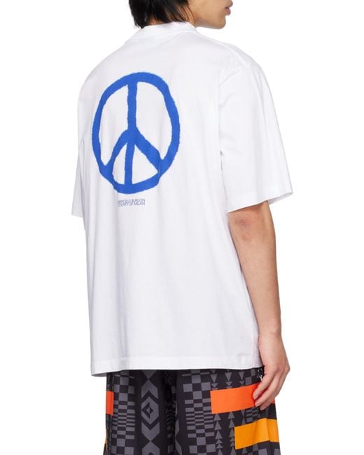 Marcelo Burlon White County Of Milan Crewneck Peace-Logo T-Shirt for men