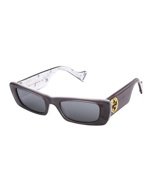 Gucci White Eyewear Rectangle Frame Sunglasses