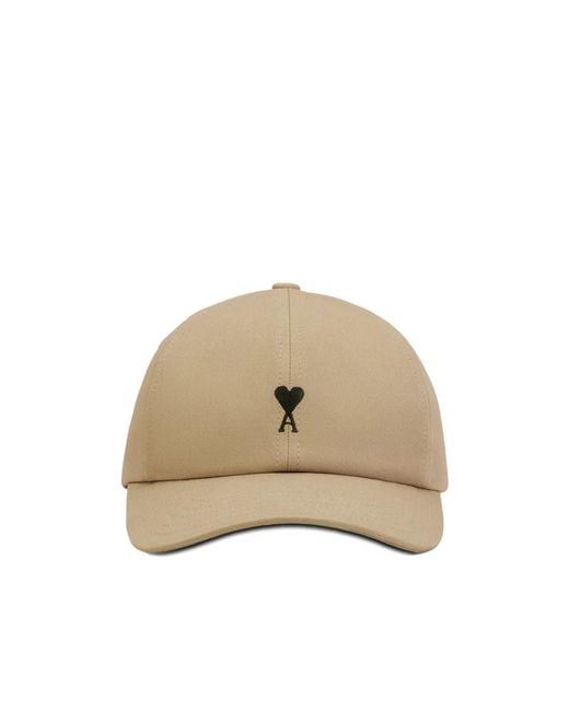 AMI Natural Ami Logo Embroidered Curved Peak Cap for men
