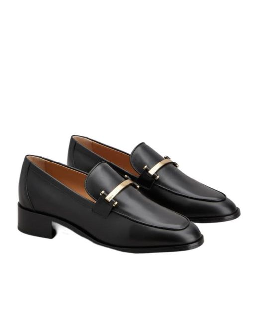 Tod's Black Logo Engraved Loafers
