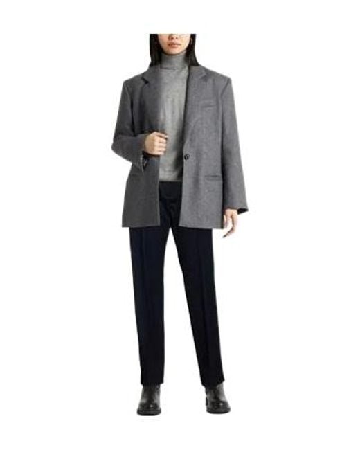 Max Mara Blue High-Waisted Pleated Straight-Leg Dress Trousers