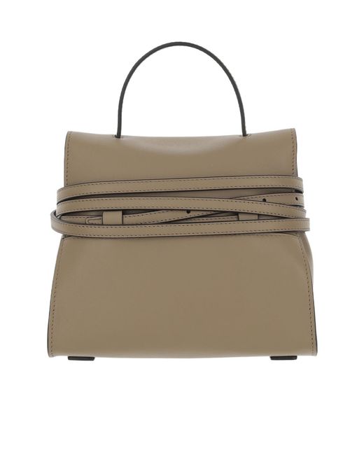 Moschino Natural Tie Me Logo Embossed Small Tote Bag