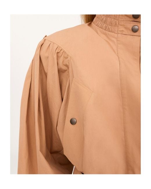 Chloé Natural Chloé Ruched Detail High-Neck Jacket