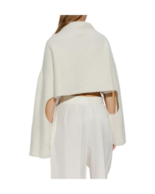 J.W. Anderson White Cut-Out Detailed Cropped Jumper