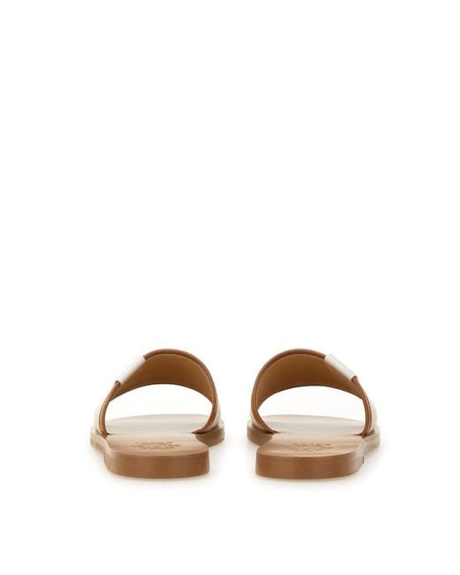 Bally White Logo Patch Open-Toe Slides