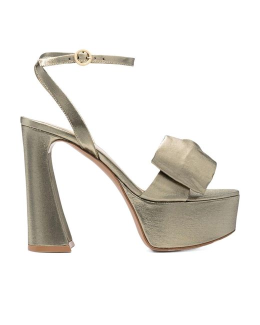 Gianvito Rossi Metallic Bow-Detailed Platform Sandals