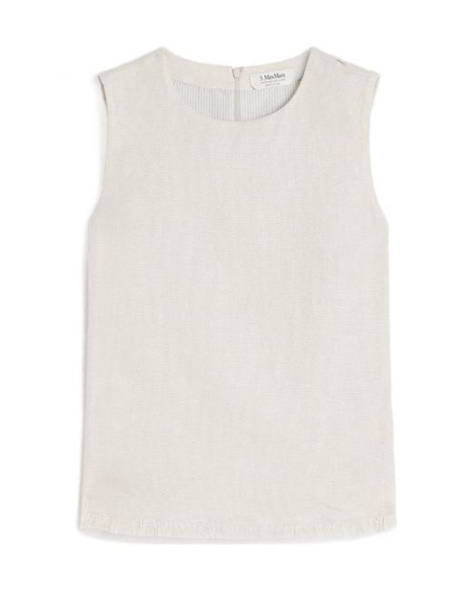 Max Mara White 'S Anika Fringed Sleeveless Top