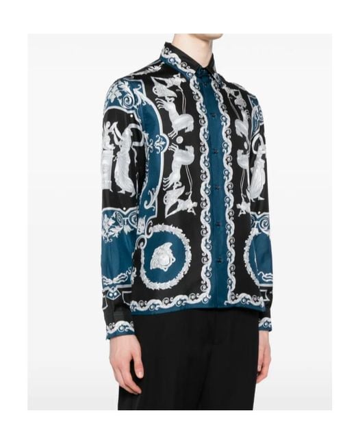 Versace Blue Hall Of Hero Printed Shirt for men
