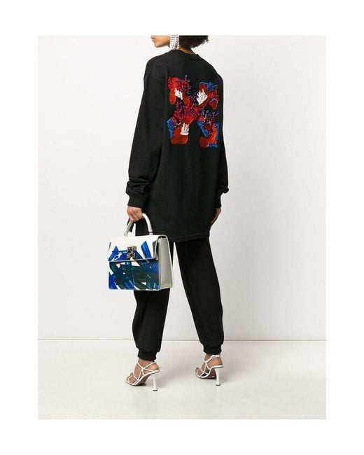 Off-White c/o Virgil Abloh Black Coral-Embroidered Oversized Jumper