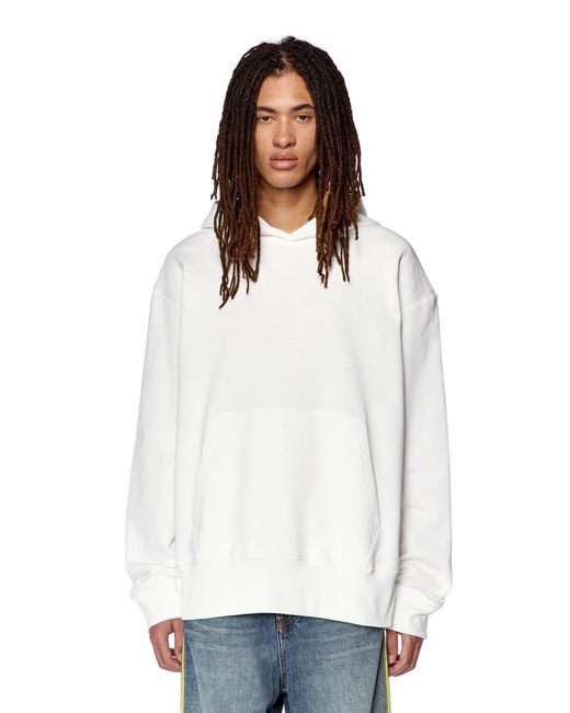 DIESEL Gray Macs-Hood-Megoval-D Logo Embroidered Hoodie for men