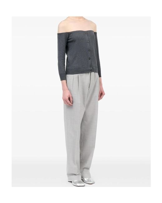 MM6 by Maison Margiela Blue Sheer-Panel Buttoned Cardigan