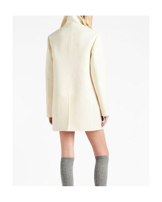Prada White Double-Breasted Long-Sleeved Coat