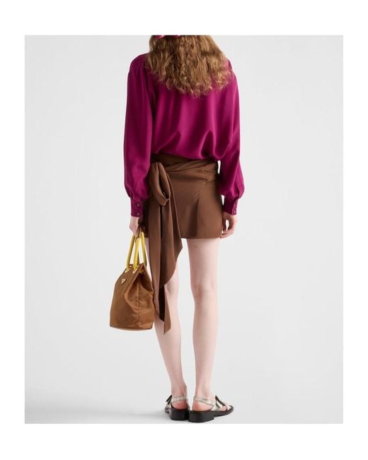 ミニスカート Prada Brown Crepe Mini Skirt Prada Crepe De Chine Mini Skirt in Brown | Lyst