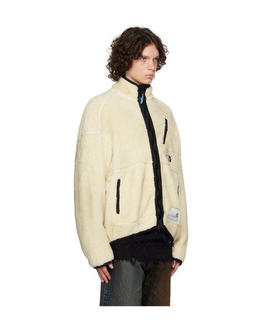 Maison Mihara Yasuhiro Natural Logo-Embroidered Zipped Fleece Jacket for men
