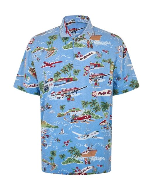 Polo Ralph Lauren Blue Hawaii Bear Short Sleeve Shirt for men