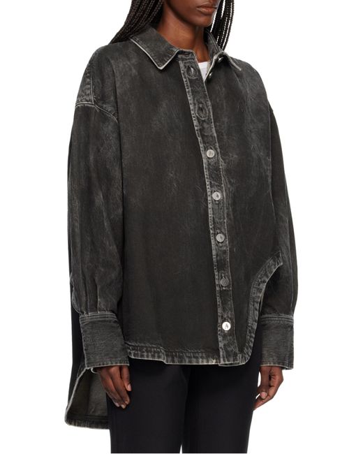 The Attico Gray The Logo Embroidered Denim Shirt