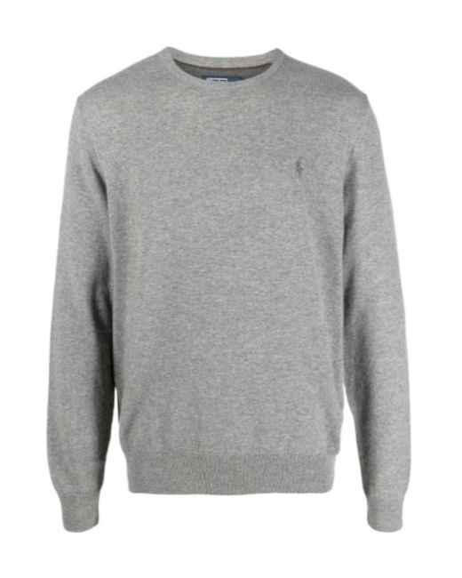 Polo Ralph Lauren Gray Polo Pony Embroidered Knitted Jumper for men