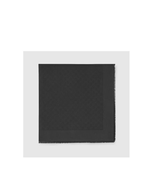 Gucci Black Logo Jacquard Square Scarf