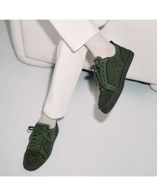 Christian Louboutin Green Studded Low-Top Sneakers for men