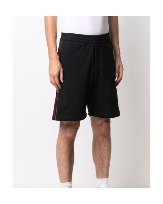 McQueen Black Logo Printed Sweat Shorts for men