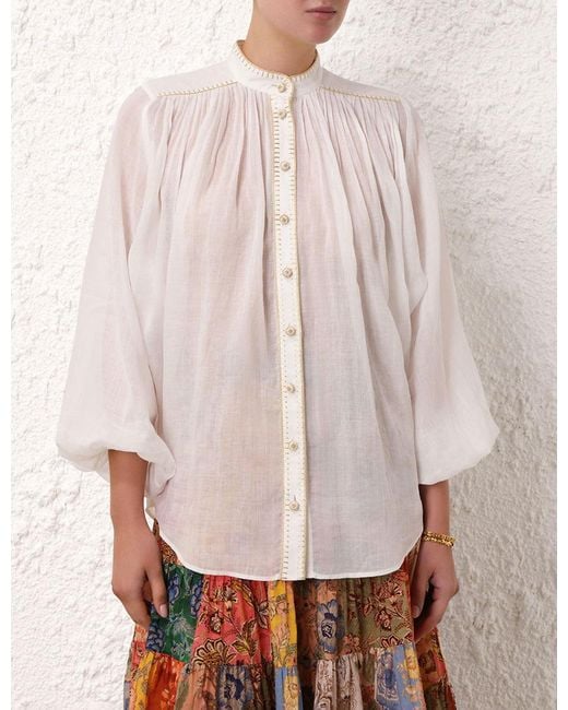 Zimmermann White Junie Billow Shirt