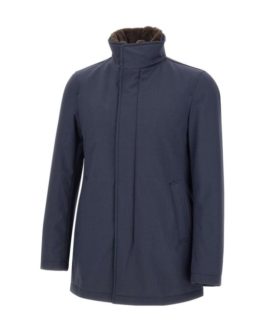 Herno Blue Faux Fur Collar Parka for men