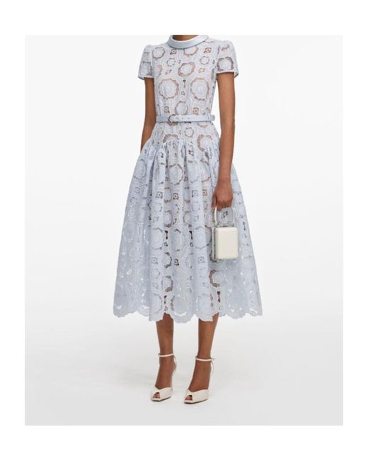 Self-Portrait White Floral Lace Midi Dress