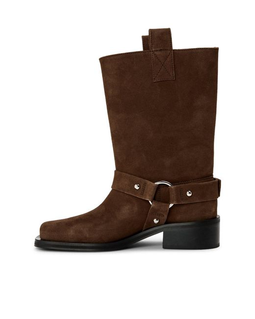 Ganni Brown Suede Flat Ankle Boots