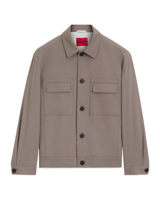 Boss Brown Flap-Pocket Button-Up Jacket for men