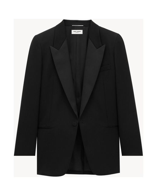 Saint Laurent Black Single-Breasted Tuxedo Blazer for men