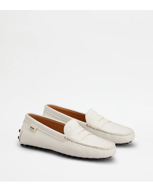 Tod's White Gommino Loafers
