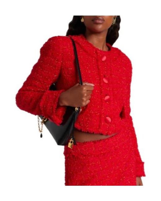 Dolce & Gabbana Red Cropped Cotton-Blend Tweed Jacket